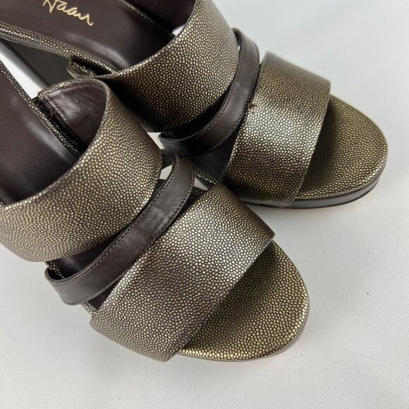 Cole Haan Womens NikeAir Strappy Heeled Sandals Brown Speckled Leather size 8.5B - Picture 5 of 13